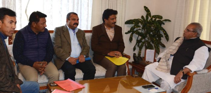 GOVERNOR MEETING A DELEGATION LED BY SH. FEROZ KHAN CHAIRMAN LAHDC KARGIL