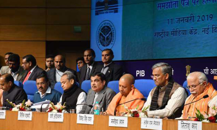 The six CMs with Nitin Gadkari