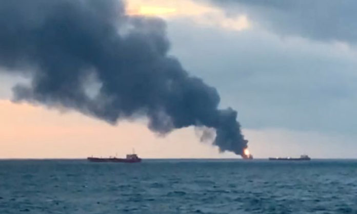 Turkish crews catch fire in Kerch Strait