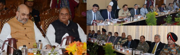 Union Home Minister Amit Shah chairing a security review meeting at Srinagar-26